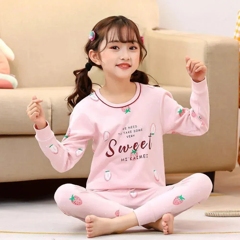 Boys Girls Pajamas Autumn Winter Long Sleeve Children's Clothing Sleepwear Cotton Pyjamas Sets for Kids 2 4 6 8 10 12 Years