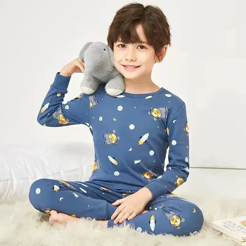 Boys Girls Pajamas New Autumn Long Sleeved Children's Clothing Sleepwear Cotton Pyjamas Sets For Kids 2 4 5 6 8 12 14 Years