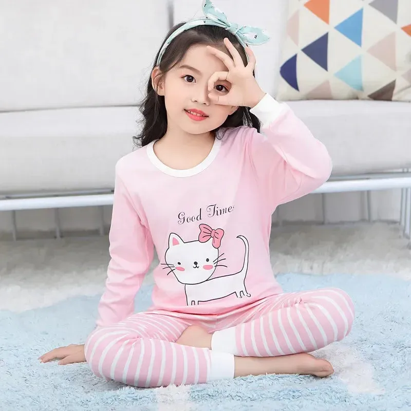 Children Kids Clothes Sets Boys Girls Suit Pajamas Clothing Pants Cartoon Autumn Winter Teenager Sleepwear Outfit Baby Nightwear