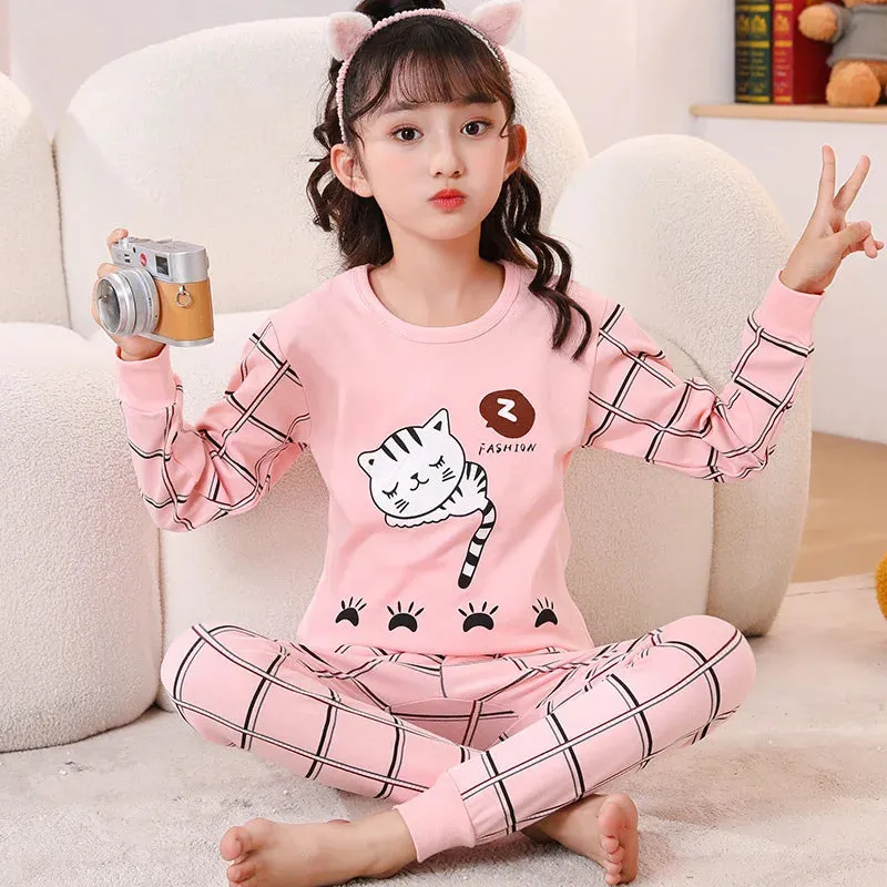 Children Kids Clothes Sets Boys Girls Suit Pajamas Clothing Pants Cartoon Autumn Winter Teenager Sleepwear Outfit Baby Nightwear