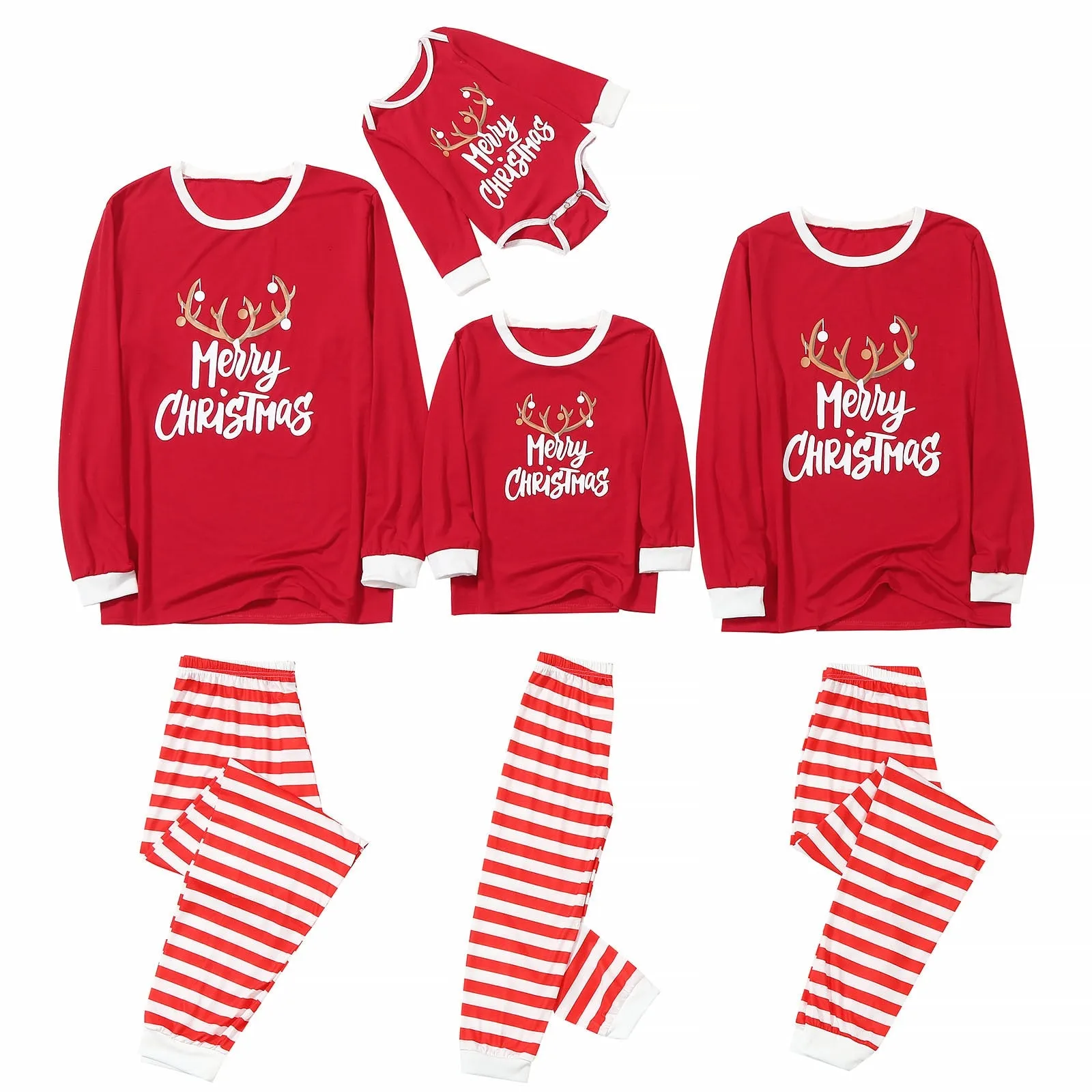 Christmas Matching Family Pyjamas Pajamas Clothes  Matching Clothes Letter Printed Top Stripe Pants  Outfits pijamas de navidad familiar