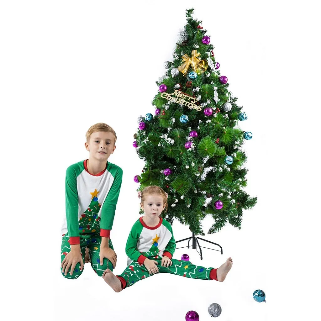 Christmas Pajamas Matching Family Pyjamas Children  Pajamas Set Cartoon  Tree Kid Baby Clothes Top pants Xmas Sleepwear