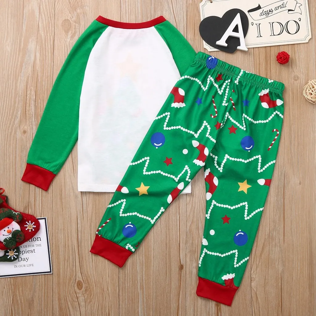 Christmas Pajamas Matching Family Pyjamas Children  Pajamas Set Cartoon  Tree Kid Baby Clothes Top pants Xmas Sleepwear