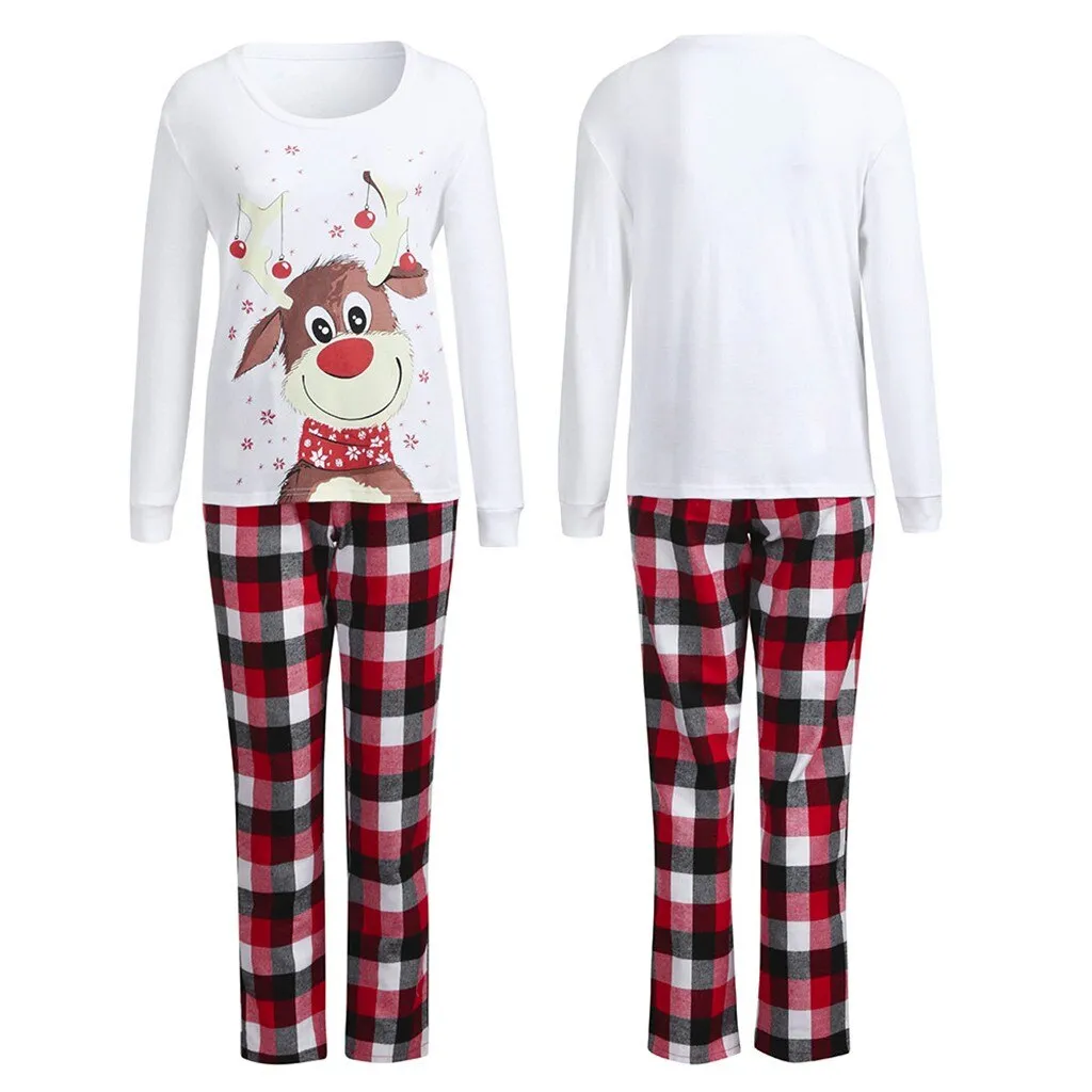 Christmas Pajamas Matching Family Pyjamas Women  Tops And Trouser Men Pajama Sets Men Deer Tops Blouse Pants Pajamas Sleepwear  Set