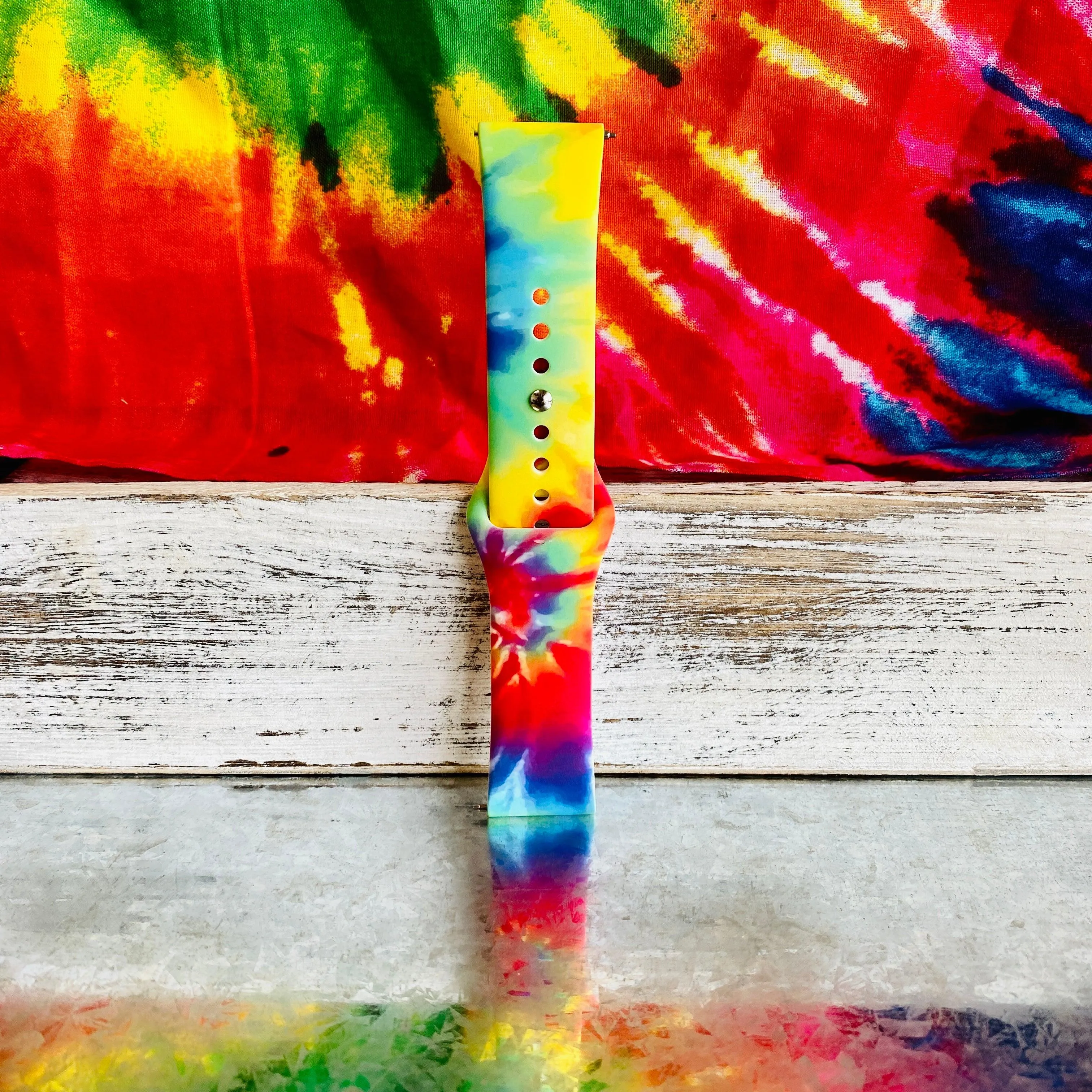 Colorful Tie Dye Print Silicone Band For Fitbit Versa 1/2