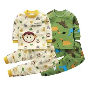 Cotton Underwear Children Boy Girl Baby Clothing Sets Autumn Winter Kids Cartoon Tops Pants Sleepwear 2-piece Clothes Suit 1-8 Y