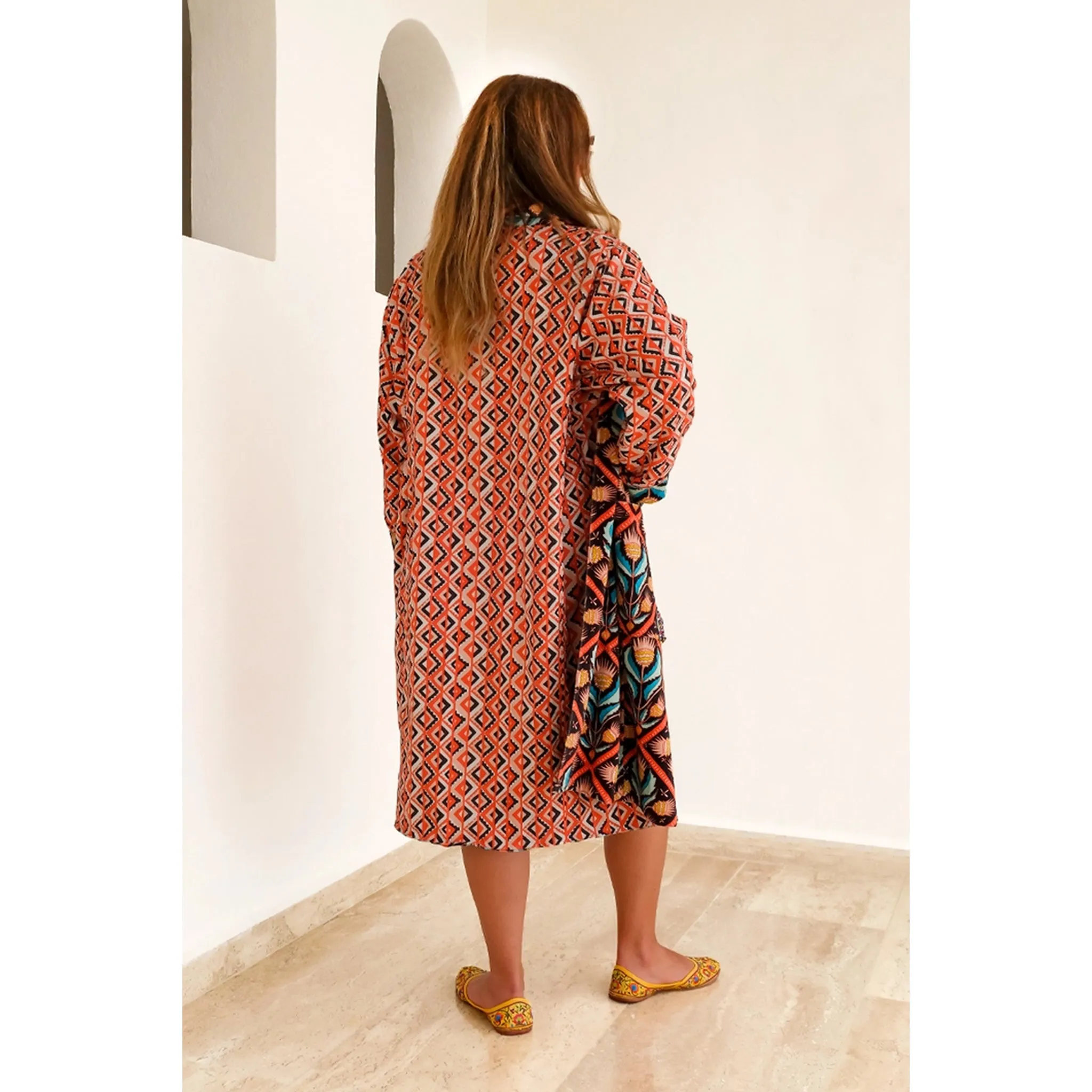 Cotton Velvet Robe in Martha Print