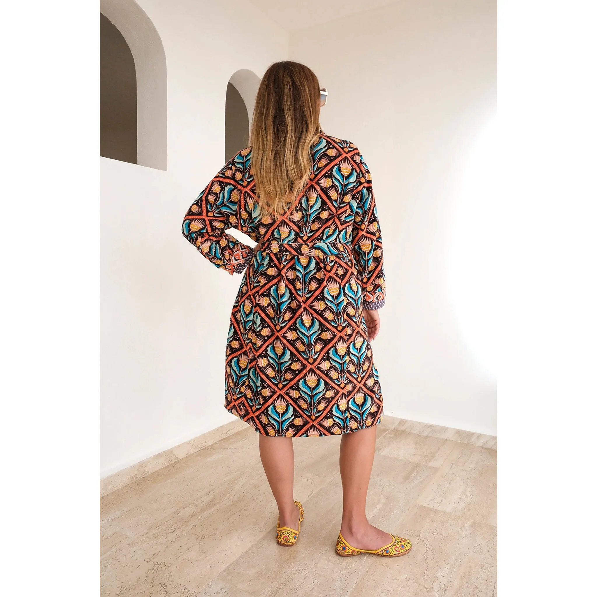 Cotton Velvet Robe in Martha Print