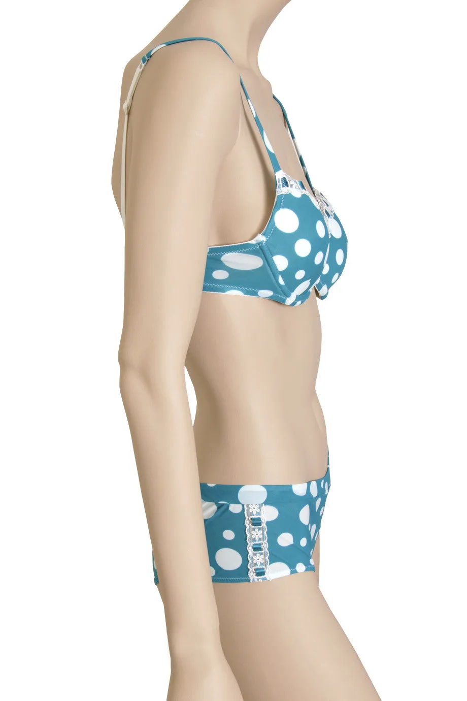 Emerald White Polka Dots Bra