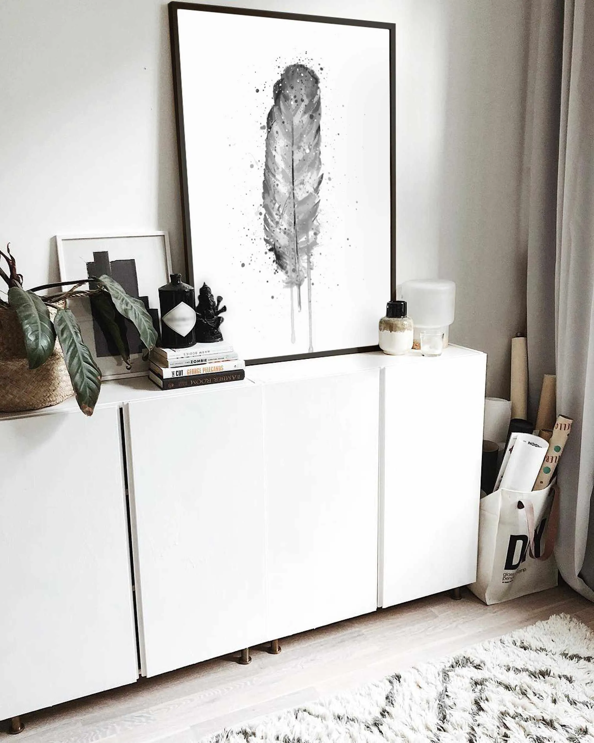 Feather Wall Art Print (Grey Edition)