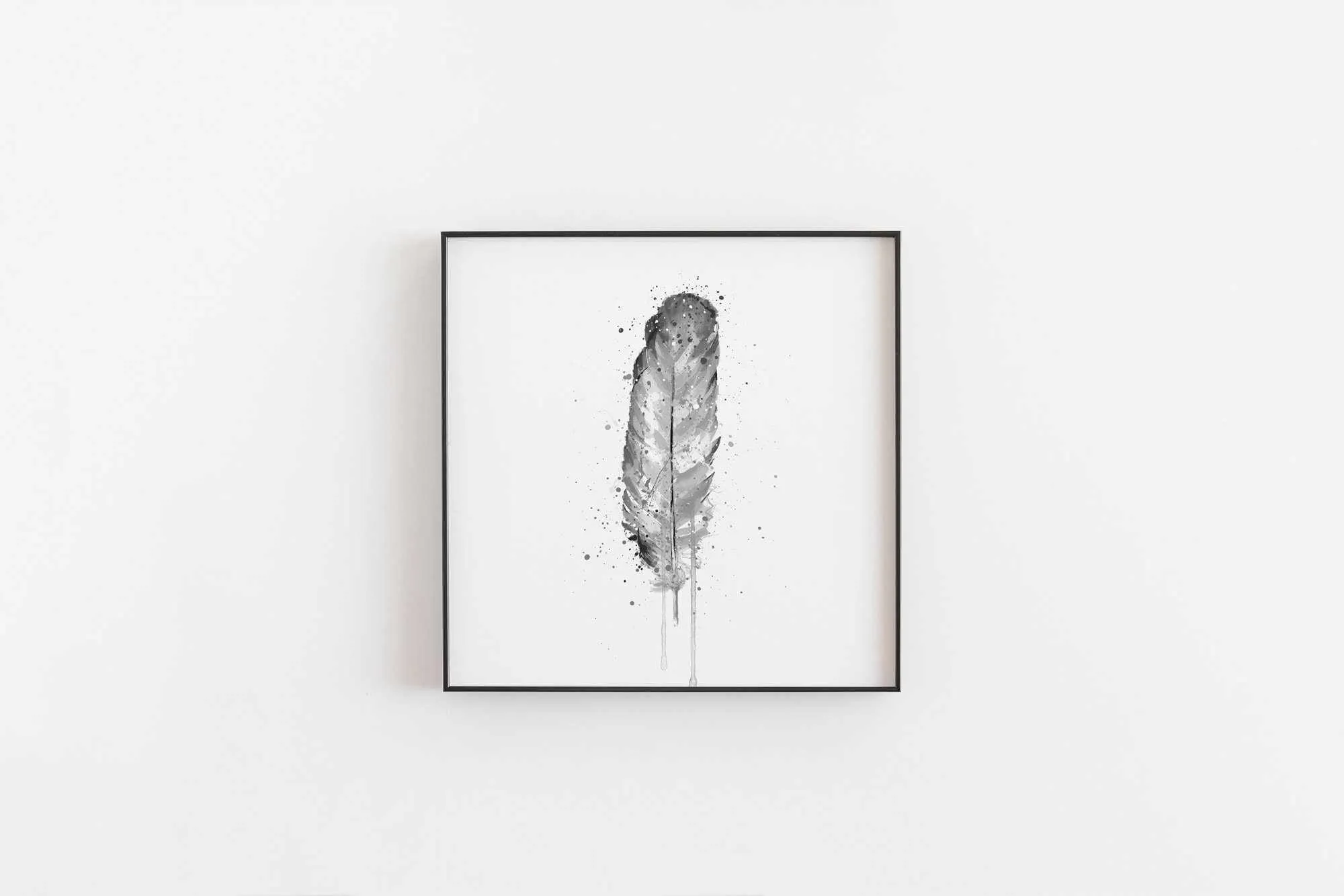 Feather Wall Art Print (Grey Edition)