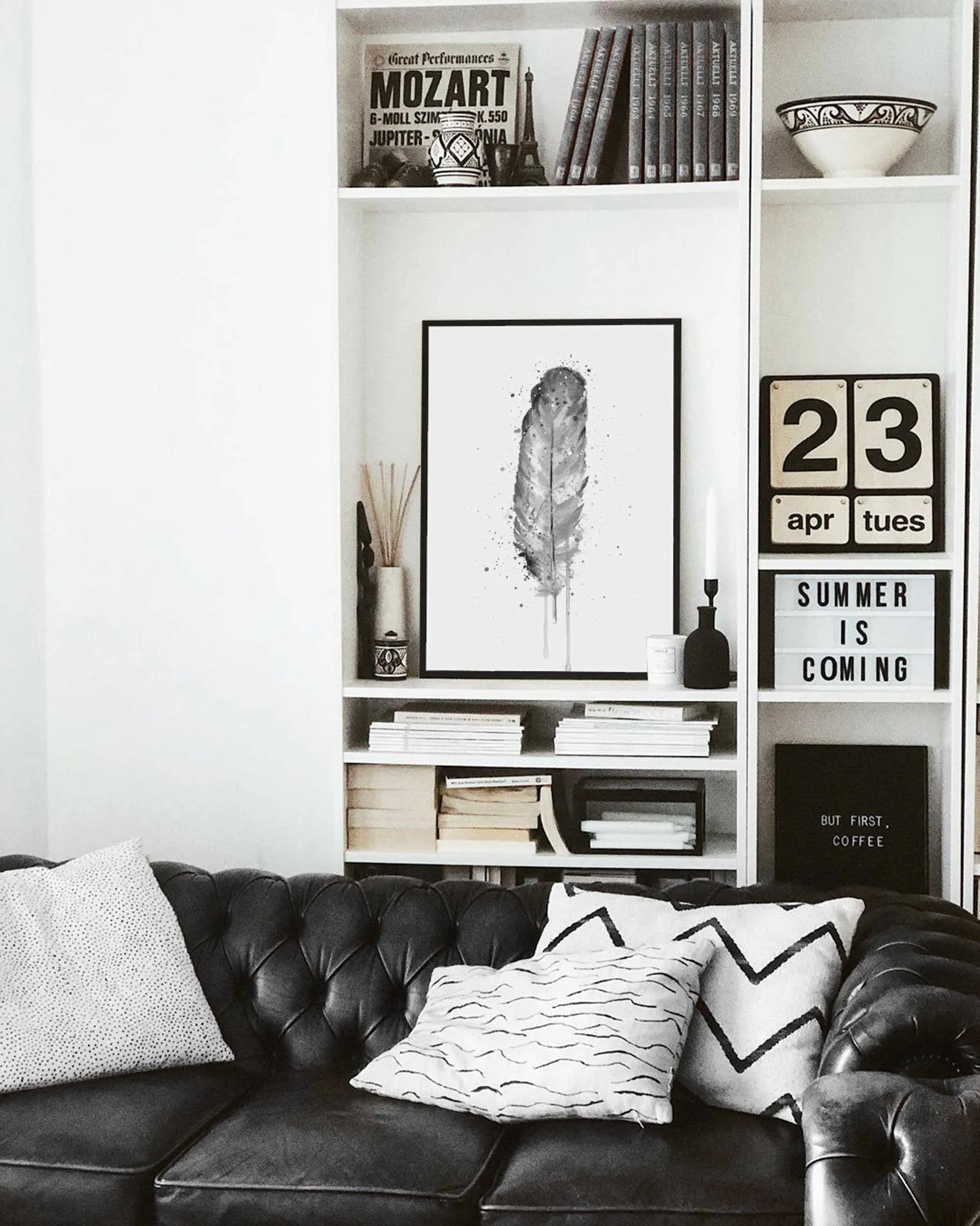 Feather Wall Art Print (Grey Edition)