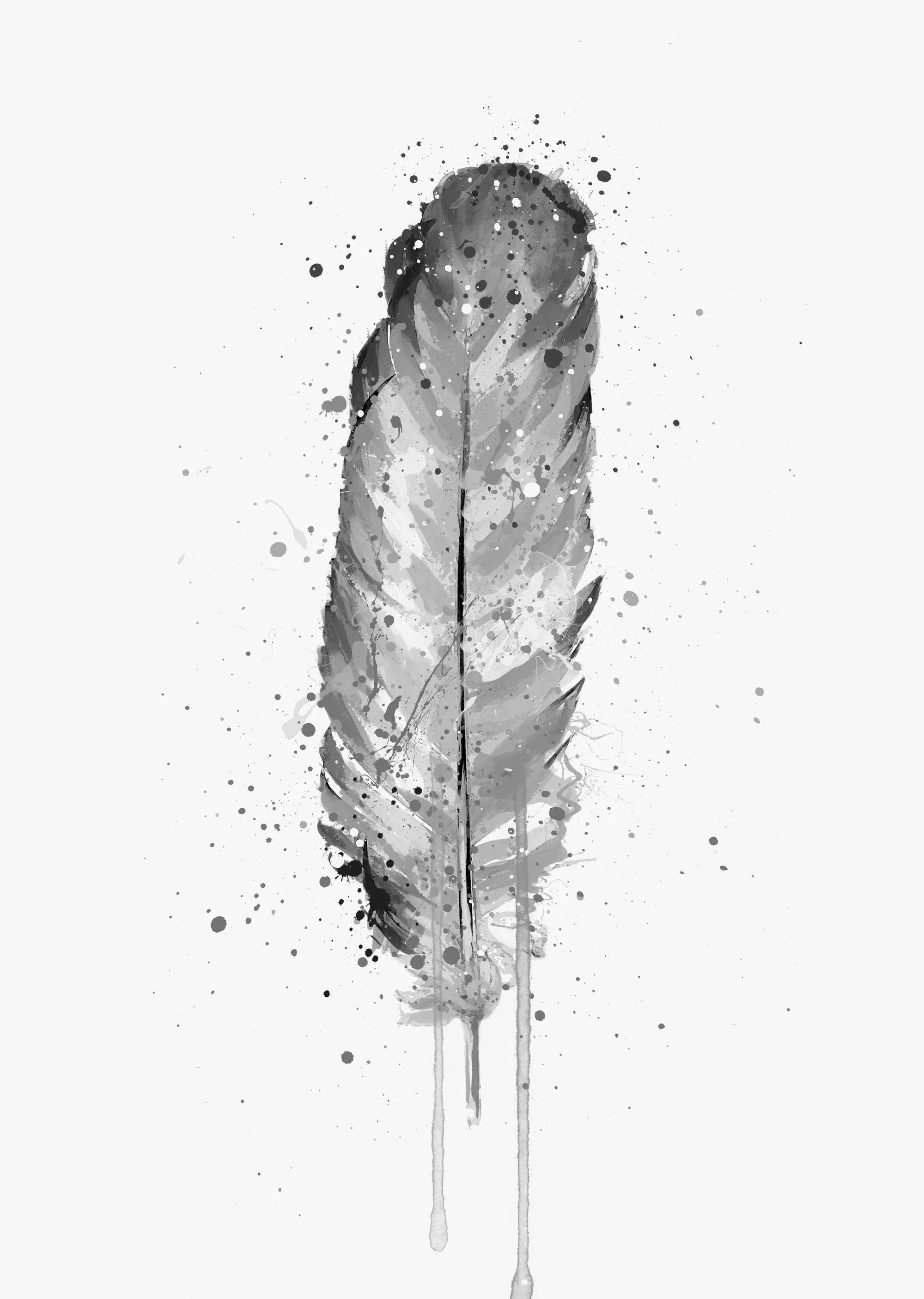 Feather Wall Art Print (Grey Edition)