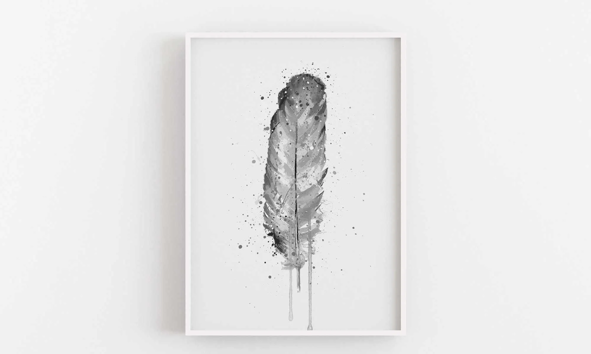 Feather Wall Art Print (Grey Edition)