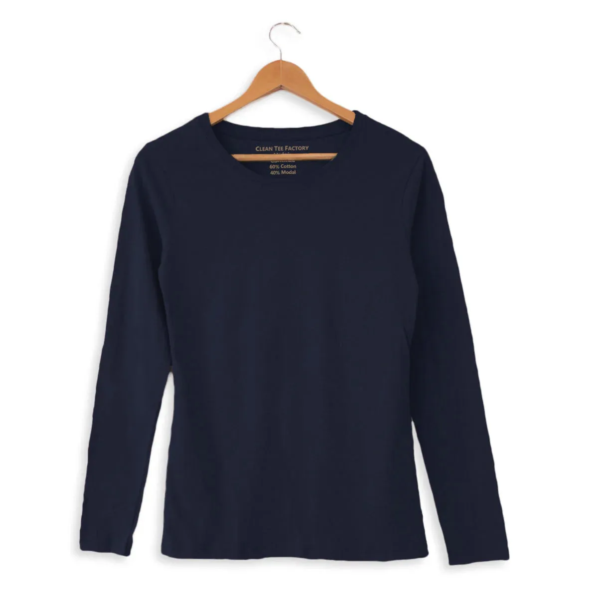 Fitted Long-Sleeve Tee - Navy