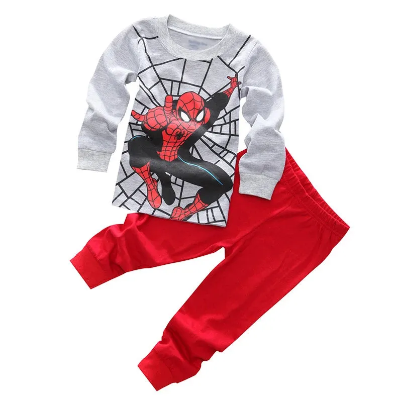 Free shipping Children's Pyjamas Spiderman Set The Hulk Collection Kids Set Boys Girls Cartoon Long Sleeve Sleepwear 2-7T