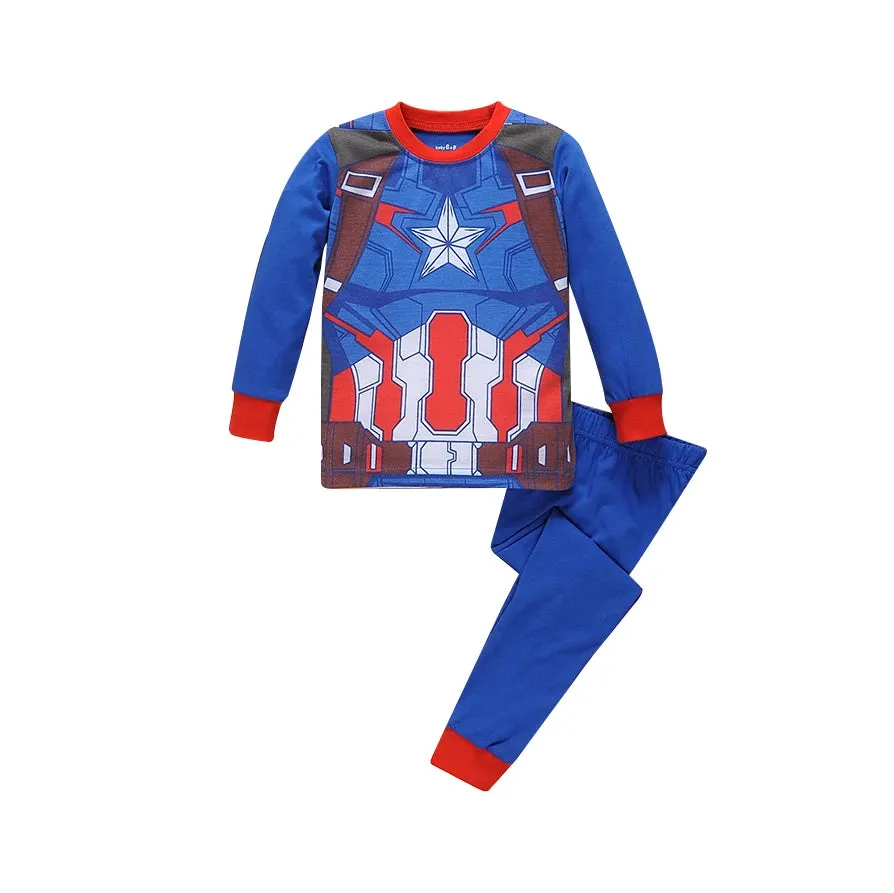 Free shipping Children's Pyjamas Spiderman Set The Hulk Collection Kids Set Boys Girls Cartoon Long Sleeve Sleepwear 2-7T