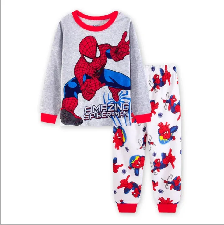 Free shipping Children's Pyjamas Spiderman Set The Hulk Collection Kids Set Boys Girls Cartoon Long Sleeve Sleepwear 2-7T