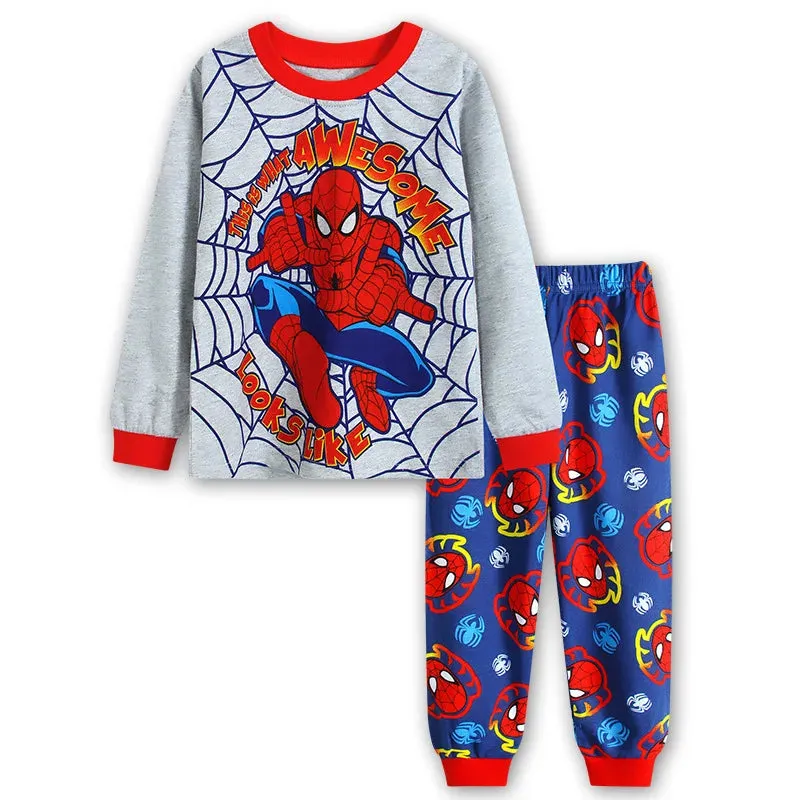 Free shipping Children's Pyjamas Spiderman Set The Hulk Collection Kids Set Boys Girls Cartoon Long Sleeve Sleepwear 2-7T