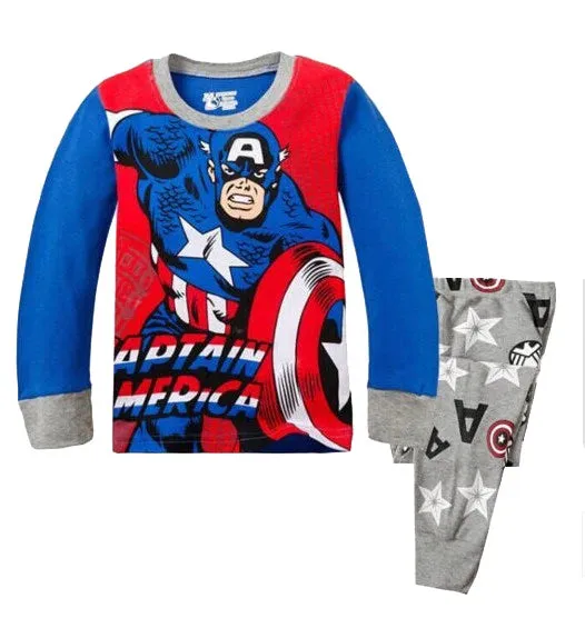 Free shipping Children's Pyjamas Spiderman Set The Hulk Collection Kids Set Boys Girls Cartoon Long Sleeve Sleepwear 2-7T