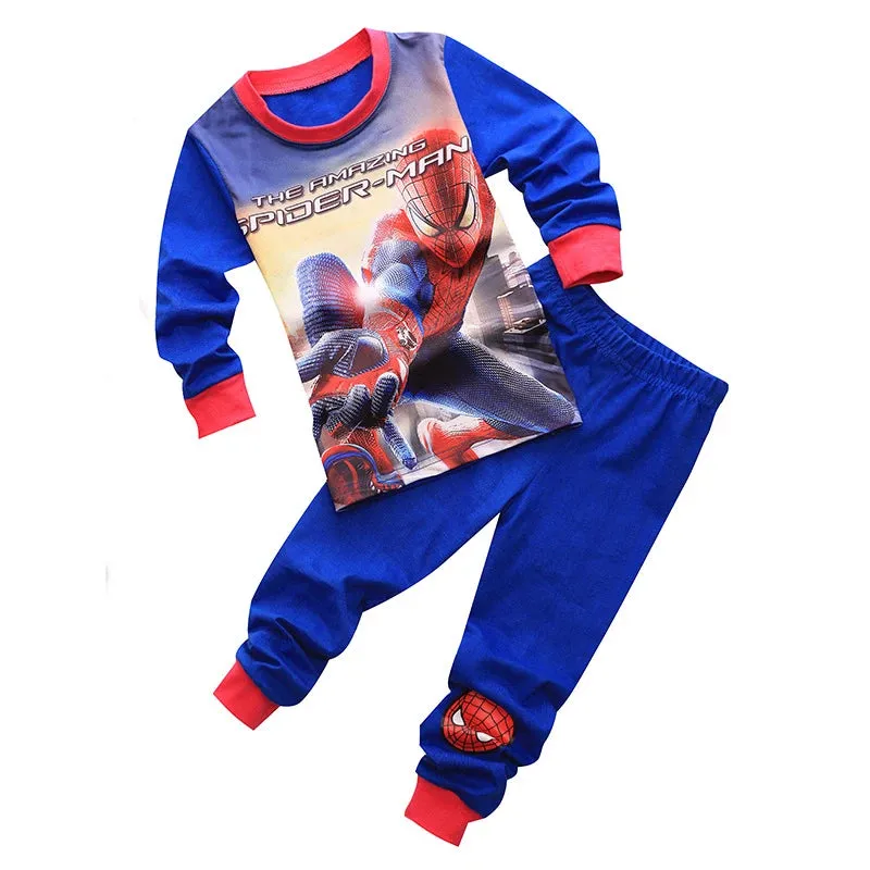 Free shipping Children's Pyjamas Spiderman Set The Hulk Collection Kids Set Boys Girls Cartoon Long Sleeve Sleepwear 2-7T