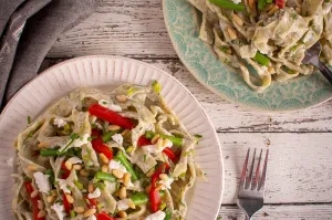 Fresh Chive Pasta with Asparagus Cream Sauce