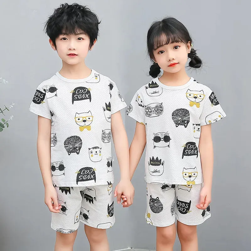 Girls Clothes Children Pajamas Kids Boys Clothes Set Sleepwear Toddler Homewear Cartoon Summer Pyjamas Short Sleeve Cotton Suit