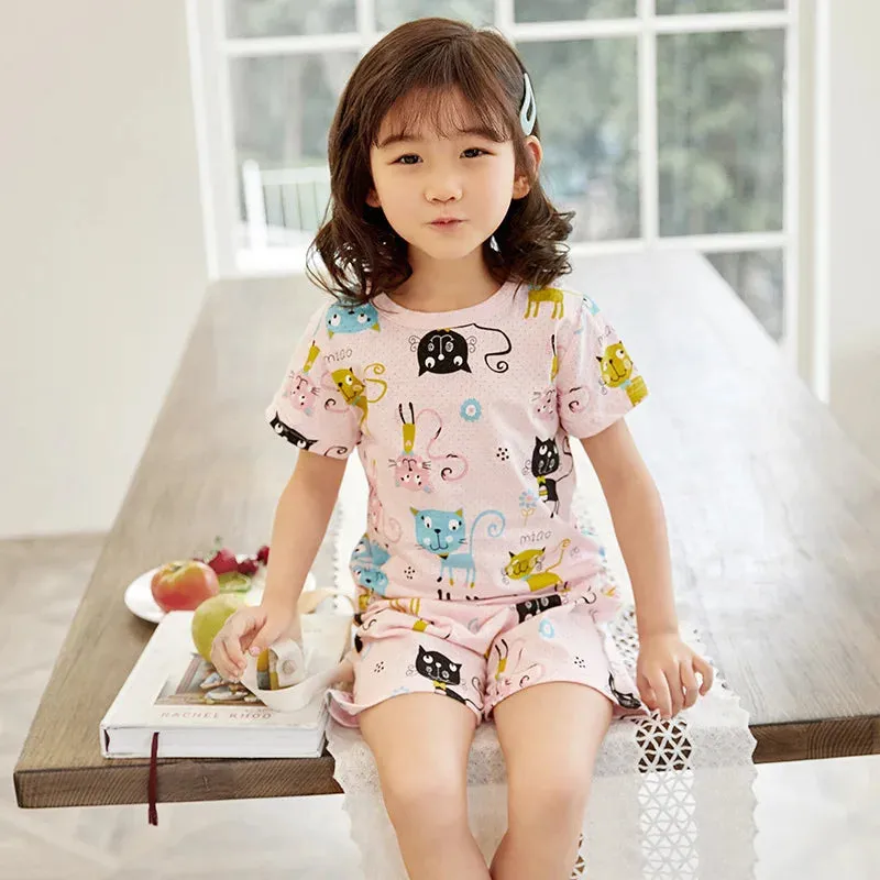 Girls Clothes Children Pajamas Kids Boys Clothes Set Sleepwear Toddler Homewear Cartoon Summer Pyjamas Short Sleeve Cotton Suit