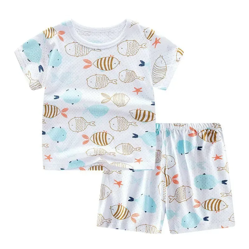 Girls Clothes Children Pajamas Kids Boys Clothes Set Sleepwear Toddler Homewear Cartoon Summer Pyjamas Short Sleeve Cotton Suit