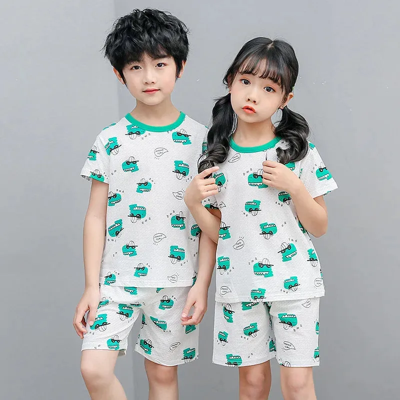 Girls Clothes Children Pajamas Kids Boys Clothes Set Sleepwear Toddler Homewear Cartoon Summer Pyjamas Short Sleeve Cotton Suit