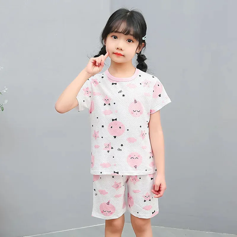 Girls Clothes Children Pajamas Kids Boys Clothes Set Sleepwear Toddler Homewear Cartoon Summer Pyjamas Short Sleeve Cotton Suit