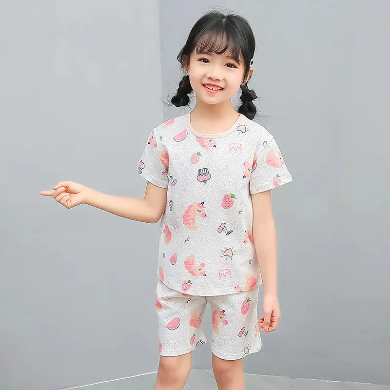 Girls Clothes Children Pajamas Kids Boys Clothes Set Sleepwear Toddler Homewear Cartoon Summer Pyjamas Short Sleeve Cotton Suit