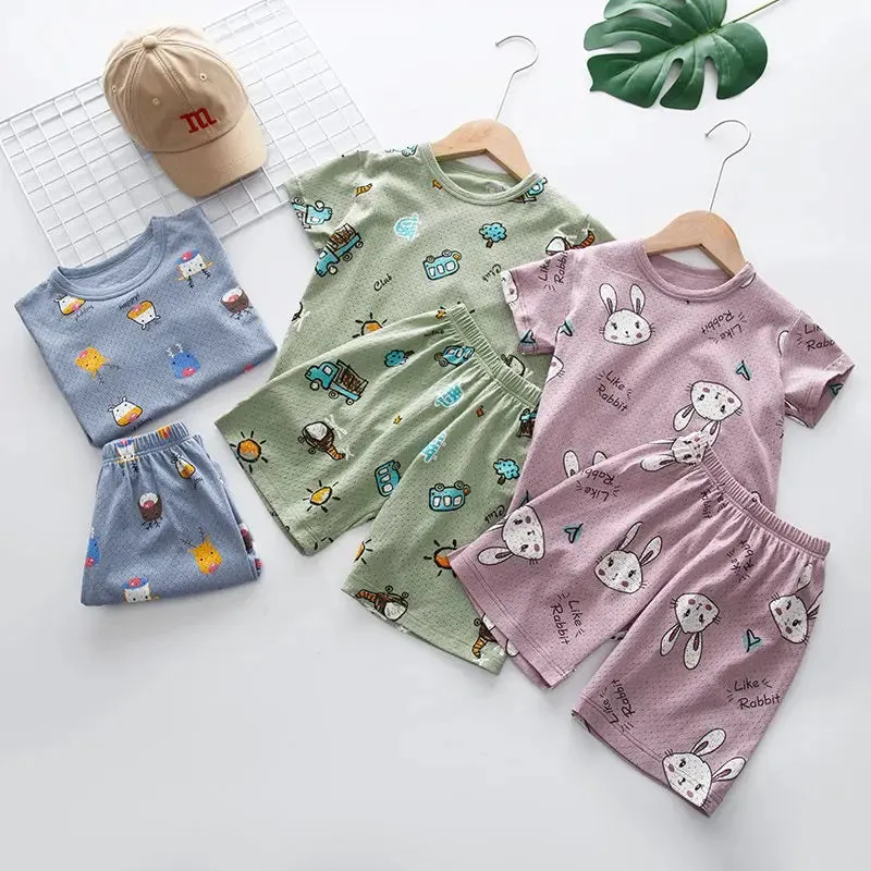 Girls Clothes Children Pajamas Kids Boys Clothes Set Sleepwear Toddler Homewear Cartoon Summer Pyjamas Short Sleeve Cotton Suit