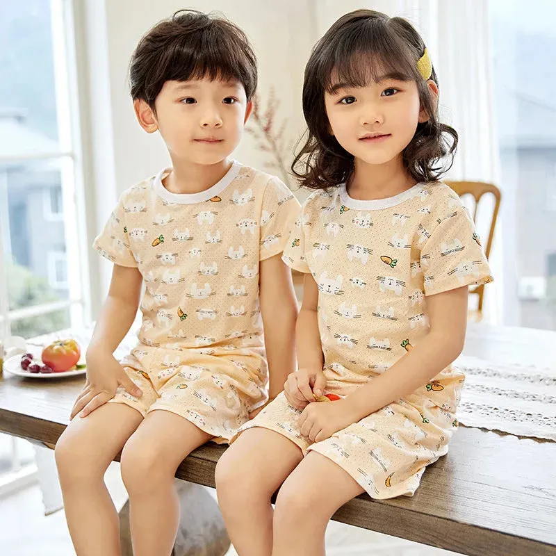 Girls Clothes Children Pajamas Kids Boys Clothes Set Sleepwear Toddler Homewear Cartoon Summer Pyjamas Short Sleeve Cotton Suit