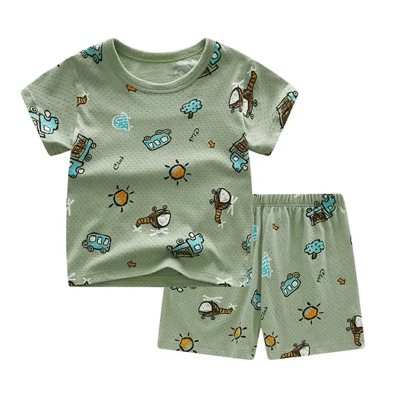 Girls Clothes Children Pajamas Kids Boys Clothes Set Sleepwear Toddler Homewear Cartoon Summer Pyjamas Short Sleeve Cotton Suit