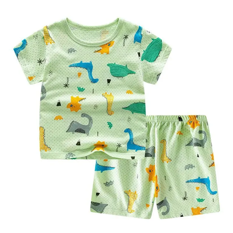 Girls Clothes Children Pajamas Kids Boys Clothes Set Sleepwear Toddler Homewear Cartoon Summer Pyjamas Short Sleeve Cotton Suit