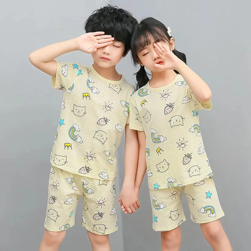 Girls Clothes Children Pajamas Kids Boys Clothes Set Sleepwear Toddler Homewear Cartoon Summer Pyjamas Short Sleeve Cotton Suit