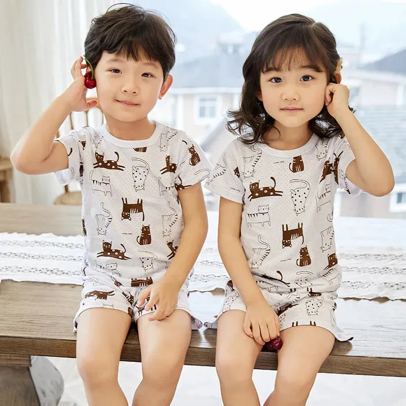 Girls Clothes Children Pajamas Kids Boys Clothes Set Sleepwear Toddler Homewear Cartoon Summer Pyjamas Short Sleeve Cotton Suit