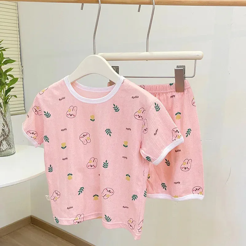 Girls Clothes Children Pajamas Kids Boys Clothes Set Sleepwear Toddler Homewear Cartoon Summer Pyjamas Short Sleeve Cotton Suit