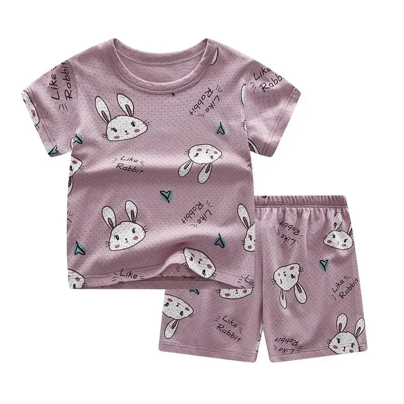 Girls Clothes Children Pajamas Kids Boys Clothes Set Sleepwear Toddler Homewear Cartoon Summer Pyjamas Short Sleeve Cotton Suit