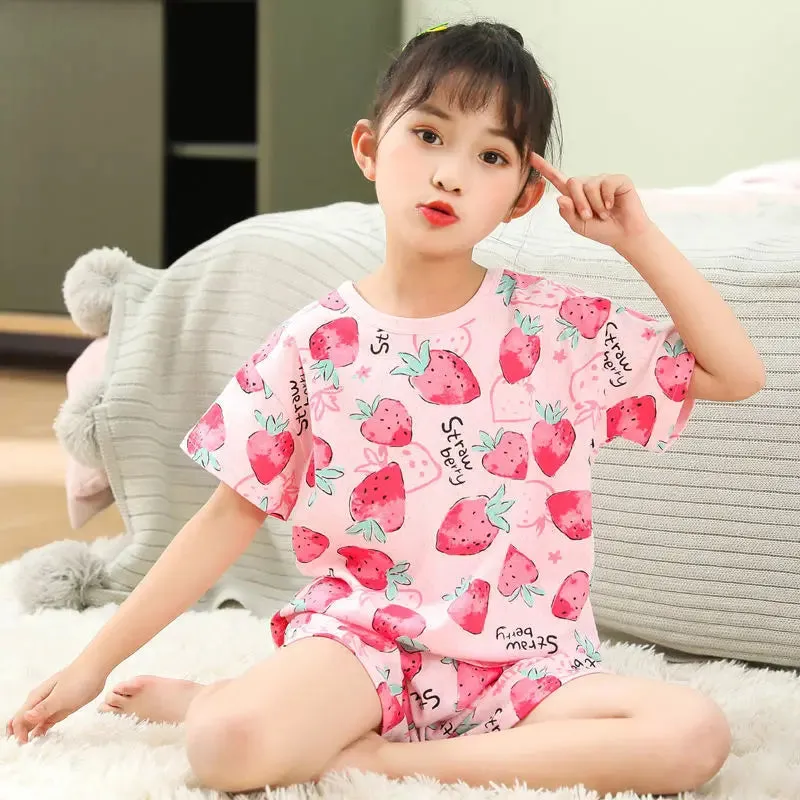 Girls Clothes Children Pajamas Kids Boys Clothes Set Sleepwear Toddler Homewear Cartoon Summer Pyjamas Short Sleeve Cotton Suit