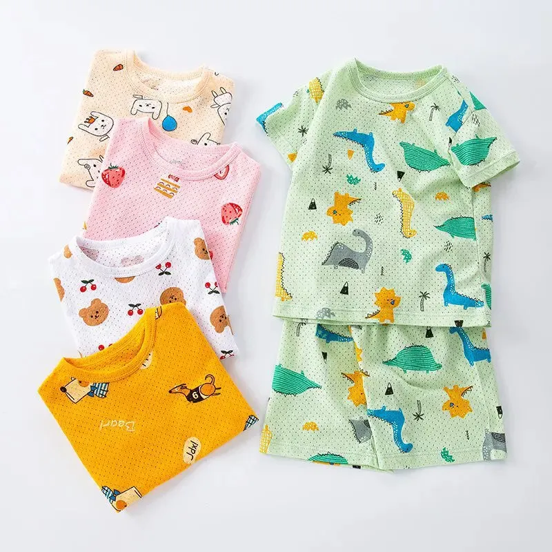 Girls Clothes Children Pajamas Kids Boys Clothes Set Sleepwear Toddler Homewear Cartoon Summer Pyjamas Short Sleeve Cotton Suit