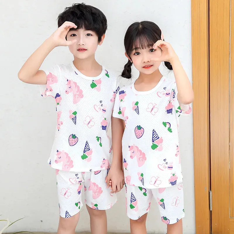 Girls Clothes Children Pajamas Kids Boys Clothes Set Sleepwear Toddler Homewear Cartoon Summer Pyjamas Short Sleeve Cotton Suit