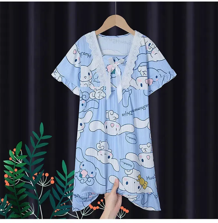 Girls' Leisure Nightgown Jade Guigou Melody Kuromi Children's Nightgown Girls' Cute Pattern Cotton Pajamas Children's Clothing