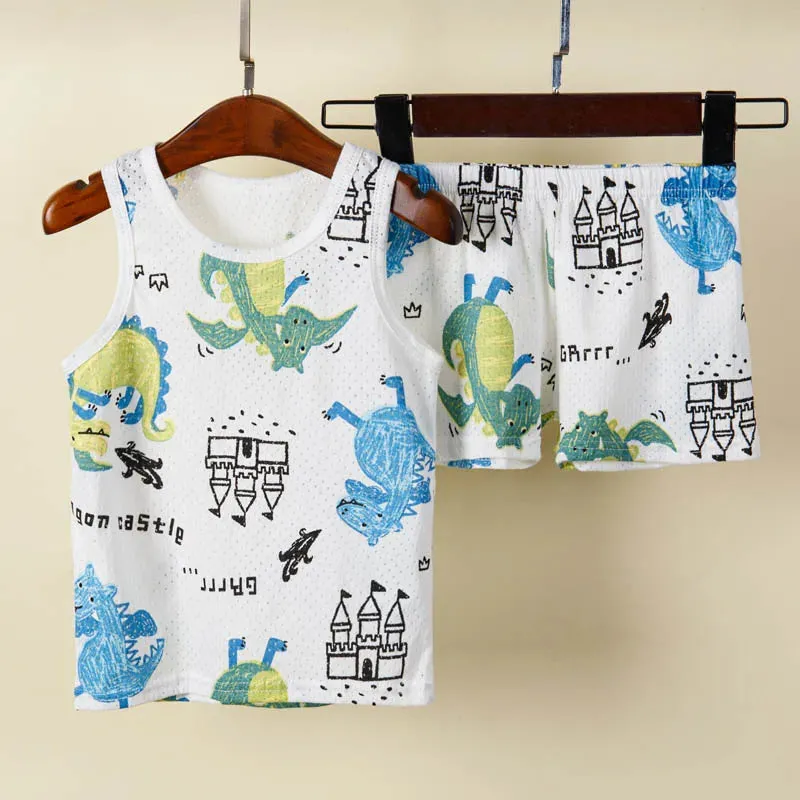 Girls Pajamas Sets Cotton Child Pajamas Toddler Summer Sleeveless Baby Nightwear Pyjamas Kids Rabbit Cartoon Homewear Clothes