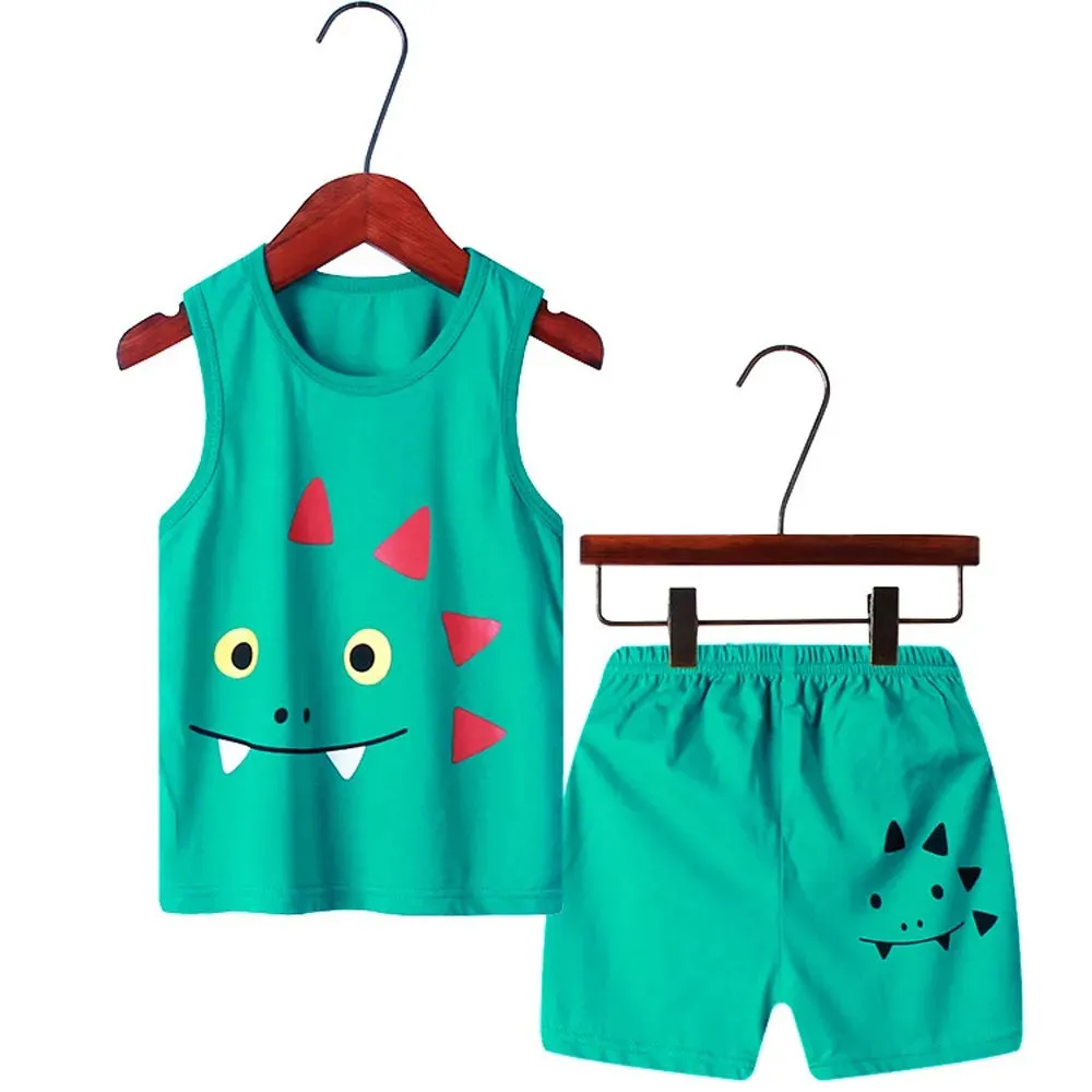 Girls Pajamas Sets Cotton Child Pajamas Toddler Summer Sleeveless Baby Nightwear Pyjamas Kids Rabbit Cartoon Homewear Clothes