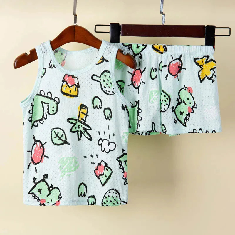 Girls Pajamas Sets Cotton Child Pajamas Toddler Summer Sleeveless Baby Nightwear Pyjamas Kids Rabbit Cartoon Homewear Clothes