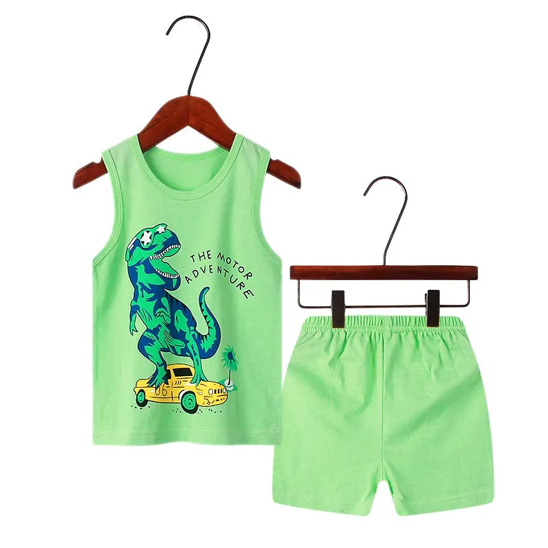 Girls Pajamas Sets Cotton Child Pajamas Toddler Summer Sleeveless Baby Nightwear Pyjamas Kids Rabbit Cartoon Homewear Clothes