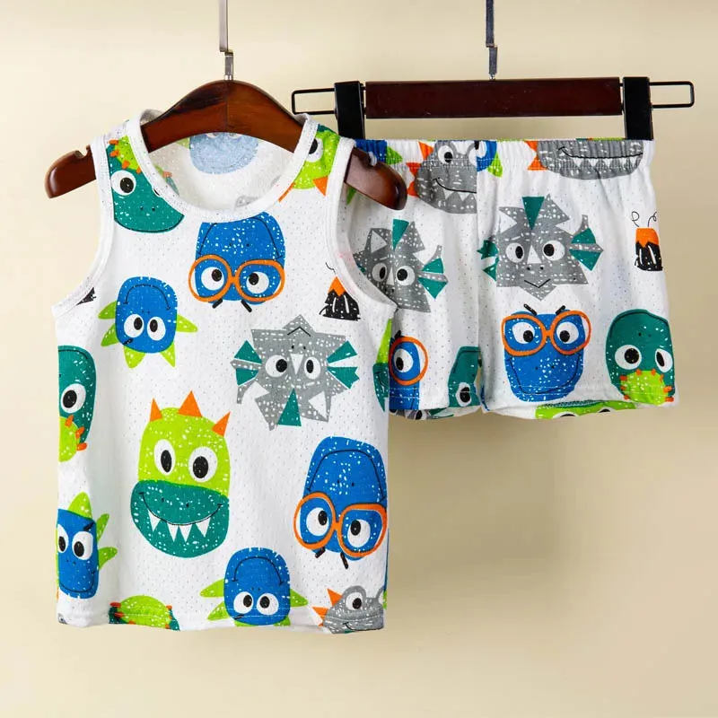 Girls Pajamas Sets Cotton Child Pajamas Toddler Summer Sleeveless Baby Nightwear Pyjamas Kids Rabbit Cartoon Homewear Clothes