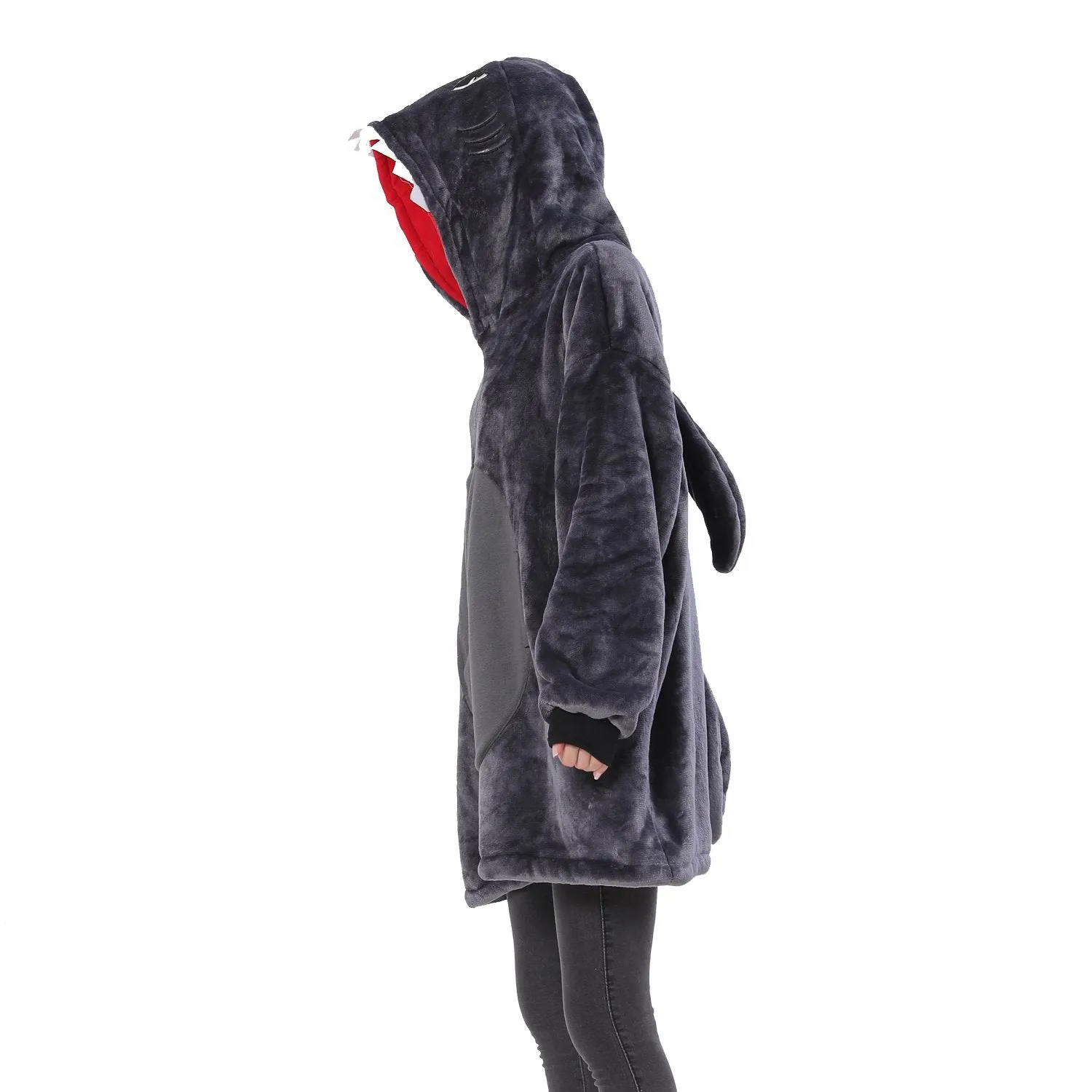 Grey Shark Animals Costume Keep Warm Cozy Lazy TV Blanket Pajamas